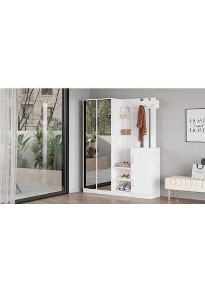 Robin Home Benjamin Vestiyer Portmanto Ayakkabılık Beyaz
