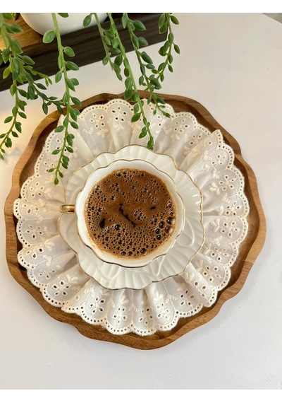 Fisto Fırfırlı Ham Keten Sonum Peçetesi & Kokteyl Peçete Bej 20 Cm 1 Adet Krem