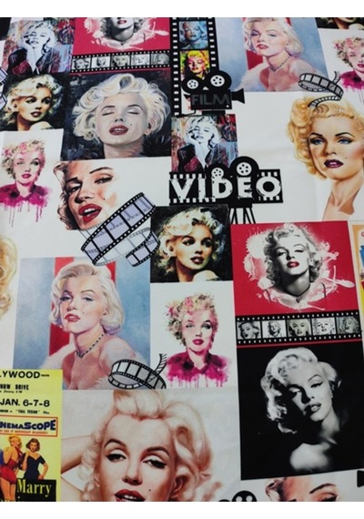 Film Şeritli Marilyn Monroe Desenli Dijital Baskılı Kumaş