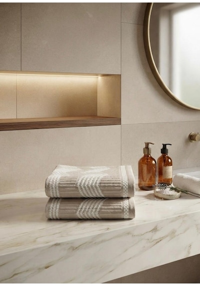 2 Li Özdilek %100 Pamuk Tappeto Kadife El Yüz Havlusu 50 X 90 Krem