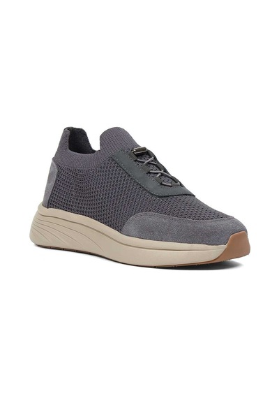 Erkek Gri Kalın Tabanlı Deri Sneaker