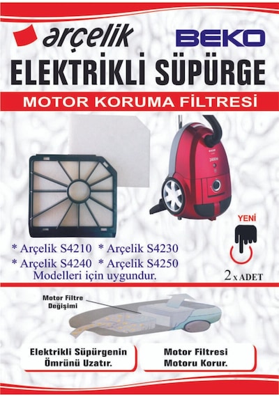 S 4210 4230 4240 4250 Süpürge Motor Koruma Filtresi 2'li