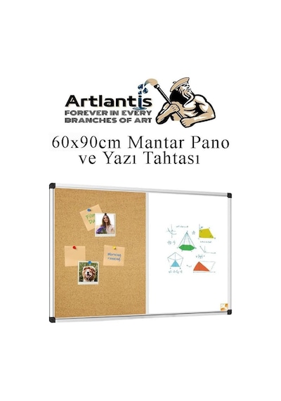 Çift Fonksiyonlu Yazı Tahtası Ve Mantar Pano 60x90 Cm 1 Adet Alüminyum Çerçeveli Yazı Tahta Kalemi Ve Silgisi Har Genel