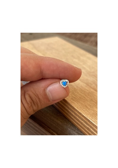 925 Ayar Gümüş Opal Taşlı Dudak Kıkırdak Helix Tragus Piercingi Gümüş Piercing G