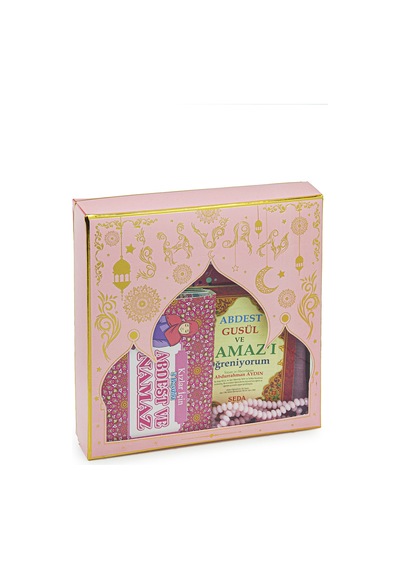 Kızım İçin Üç Boyutlu Namaza Hazırlık Yasin Ve Seccade Seti - Pembe