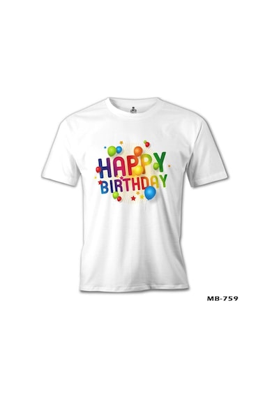 Happy Birthday Beyaz Erkek Tshirt
