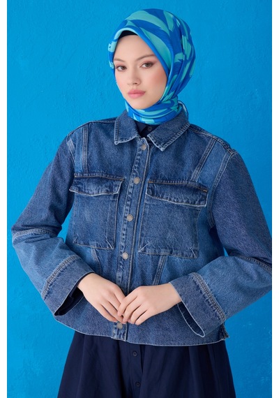 BELLİ Saf İpek Eşarp 4123d Twill İpek -54 Mavi