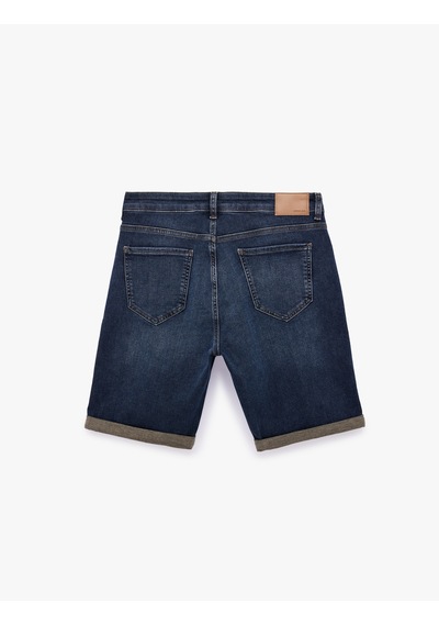 Koton Normal Bel Pamuklu Bermuda Slim Fit Jean Şort İndigo Stone 6sam40331nd İndigo - Taş Rengi