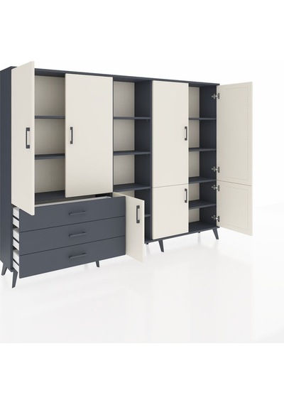 Arges Dolap 11 Raflı 3 Çekmeceli 7 Kapaklı 220x30x163 Antrasit-ay Antrasit-aytaşı/antrasit Arges Dolap 11 Raflı 3 Çekmeceli 7 Kapaklı 220x30x163 Antrasit-ay Antrasit-aytaşı/antrasit