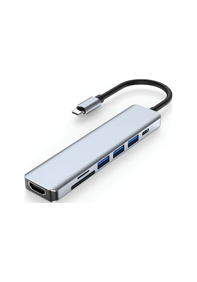 Apple Uyumlu MacBook Pro Air 7in1 Type-c 7 Port Çevirici Hub Hdmi Sd Kart Usb 3.0 Pd Type-c Dönüştürücü