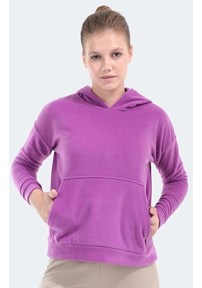 Slazenger SASSA IN Kadın Kapüşonlu Cepli Mor Polar