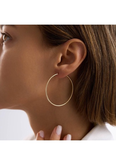 14k Altın Halka Küpe 1,2 Mm 4.5 Cm Gizli Kilit T14298 Renkli