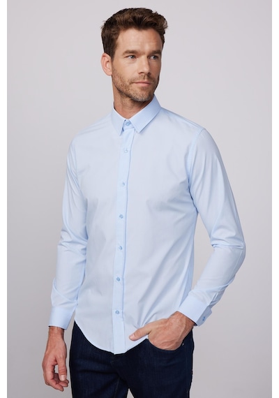 Tudors Slim Fit Pamuklu Kolay Ütü Mavi Erkek Gömlek-28032-mavi Mavi