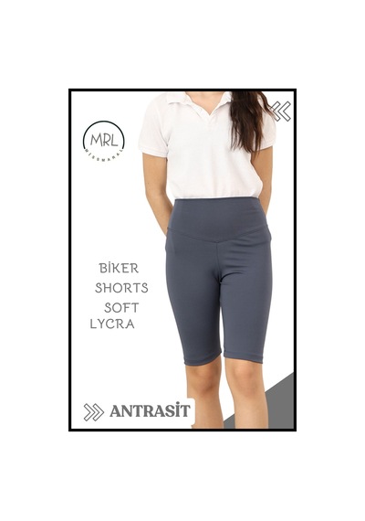 Antrasit Biker Şort Yüksek Bel İç Göstermez Esnek Yumuşak Likralı Soft Tbiker Basics Antrasit