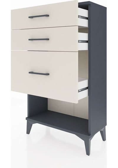 Arges Komodin 3 Çekmeceli 60x30x106 Antrasit-aytaşı Antrasit