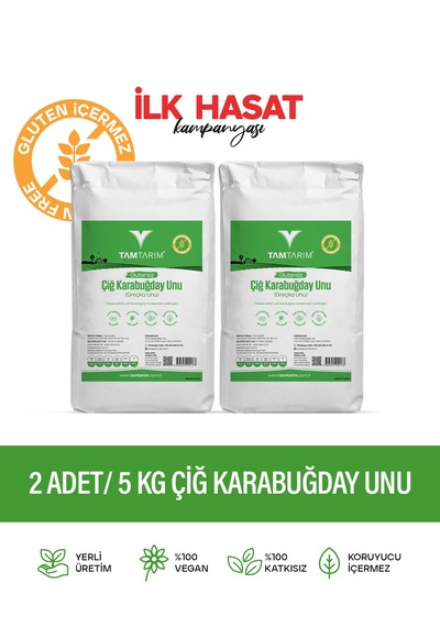 Tam Tarım Glutensiz Çiğ Karabuğday Unu 2 x 5 KG