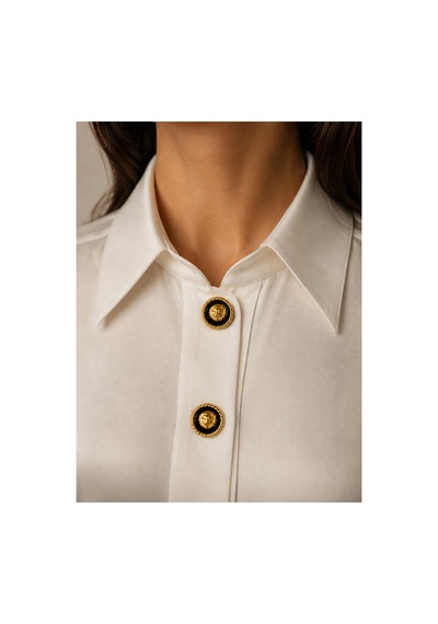 Button Aslan Figürlü Altın Renkli Düğme Broşu - Vintage İnci Detaylı Gold Altın Gömlek Yaka Kol Düğme Aksesuarı