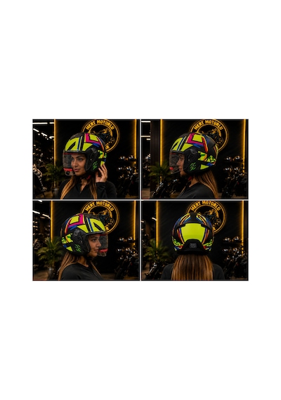 Jk 526 Güneş Vizörlü Karışık Renk Kask H4 Siyah