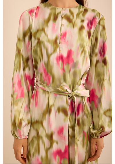 Aker Batik Desenli Elbise Pembe Pembe