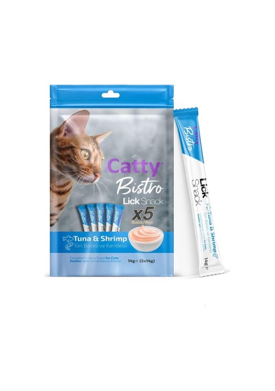 Catty Bistro Ton Balıklı Ve Karidesli Yetişkin Kedi Krema Ödülü 5 X 14 Gr
