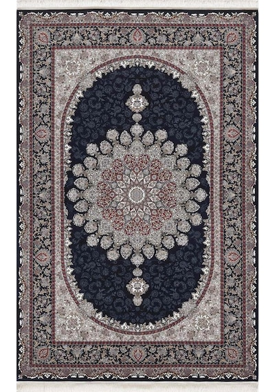 Saray Halı Alhambra Ah12a 120 Tarak Lüks Klasik Salon Halısı Özel Taban Dokulu Lacivert - Gri