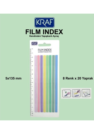 Kraf Index Fılm Pp 5x135mm 8 Renk X 20yp Cetvelli Brıght Color 85135-1