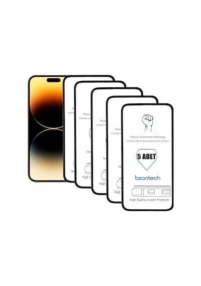 Pp Apple Uyumlu iPhone 14 Pro İle Ekran Koruyucu Tam Kaplayan 5li Set