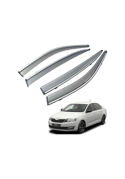 Skoda Rapid Mügen Cam Rüzgarlığı Kromlu Rüzgarlık Paslanmaz Kromlu Sedan 2012 Sonrası Füme Renk