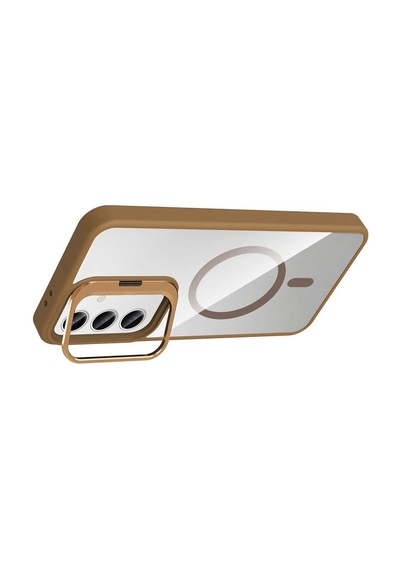 Joko Samsung Galaxy S24 Fe Remim Lensli Magsafe Standlı Kapak - Kahverengi