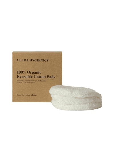 Clara Hygienics Reusable 100% Organic Cotton Cleansing Pads 3 Pieces İn 1 Makyaj Temizleme Pamuğu