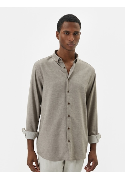 Koton Slim Fit Gömlek Klasik Yaka Uzun Kollu Düğmeli Kahverengi 4sam60023hw Kahverengi Koton Slim Fit Gömlek Klasik Yaka Uzun Kollu Düğmeli Kahverengi 4sam60023hw Kahverengi