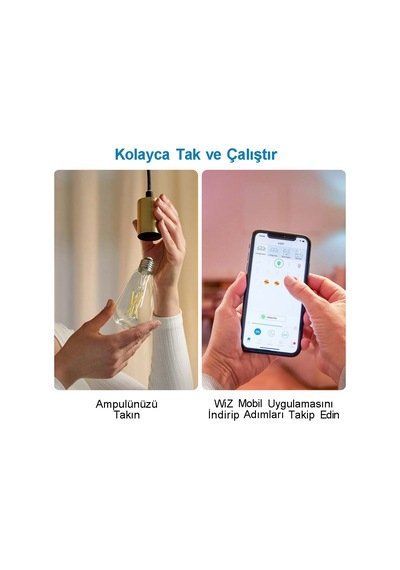 Wiz ST64 60 W Sarı-Beyaz Ambiyans E27 Şeffaf Cam Akıllı Filament Ampul