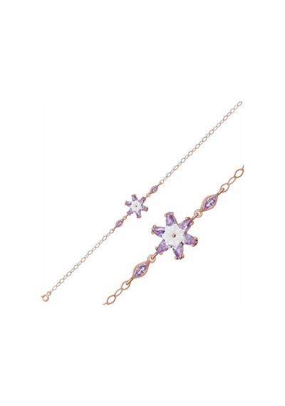 Gümüş Rose Lila Lotus Çiçeği Bileklik Sl2356 Gümüş