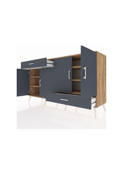 Hyperion Konsol 5 Raflı 2 Çekmeceli 4 Kapaklı 176x44x99 Çam-antra Çam-antrasit Hyperion Konsol 5 Raflı 2 Çekmeceli 4 Kapaklı 176x44x99 Çam-antra Çam-antrasit