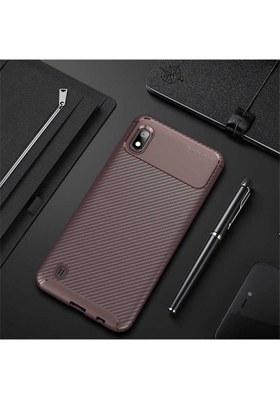 Samsung Galaxy Uyumlu A10 Kılıf Focus Karbon Kamera Korumalı Esnek Silikon Kılıf