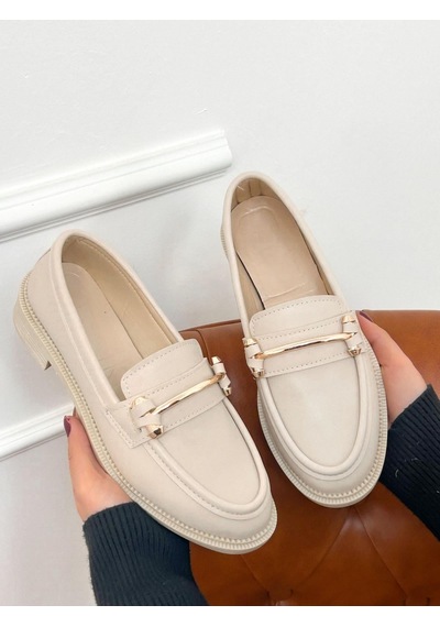 Erva'nın Butiği Bej Cilt Marta Ortopedik Taban Kadın Loafer-5203