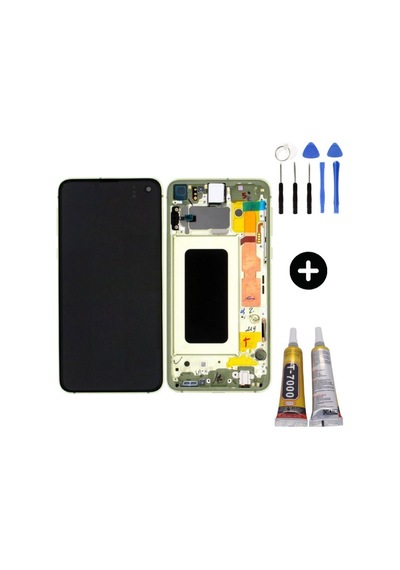Samsung Galaxy S10e Sm-g970 Uyumlu Çıtalı Oled Lcd Ekran Dokunmatik Yeşil + Montaj Seti
