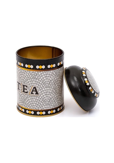 Mosaic Tea Desenli Yuvarlak Metal Kutu, 9 X 11 Cm, 0.6 Lt