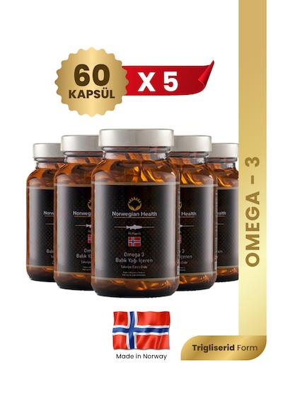 Norwegian Health Omega 3 1000 MG Somon&Morina Balık Yağı 5 x 60 Kapsül﻿﻿
