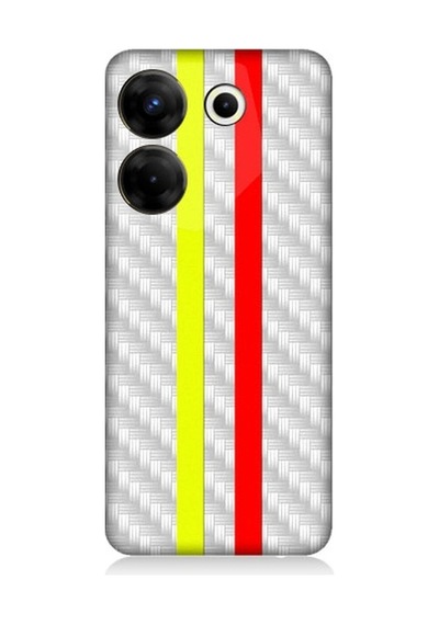 Tecno Camon 20 Pro 5g Uyumlu Sarı Kırmızı Metal Motif Desenli Silikon Kılıf