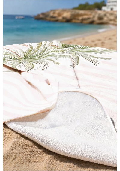 Tropikal Çizgili Palmiye Güneş Plaj Havlusu-bohem Pembe Beyaz Marine Hızlı Kuruyan Mikrofiber Havlu Çok Renkli
