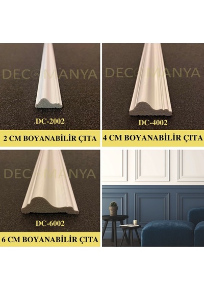 Decomanya Boyanabilir Çıta 2 Cm 4 Cm 6 Cm Poliüretan Duvar Çıtası