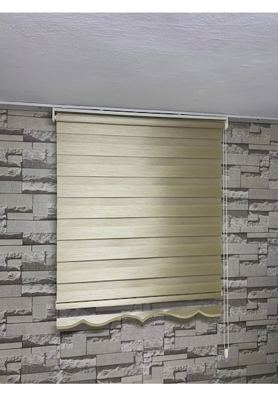 Krem Renk Bambu Zebra Perde (Etekli)