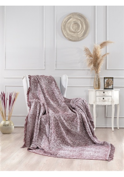 Vicuna Home Pamuklu Çok Amaçlı Ebruli Koltuk / Çekyat Örtüsü Bordo