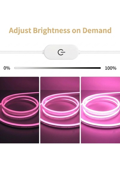 Neon Led Şerit Işık 5 Metre Dimmer Buton Dekoratif Ambiyans Işık, Pembe