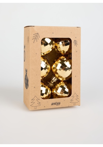 Evvon Yılbaşı Süsü Xms 5 Cm 6'lı Disco Top Altın