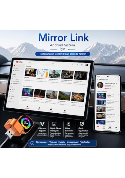 4-in-1 Kablosuz Araç Ekran Yanstıcı Ve Carplay Ve Android Auto Adaptörü Kablosuz Dönüştürücü İos-android