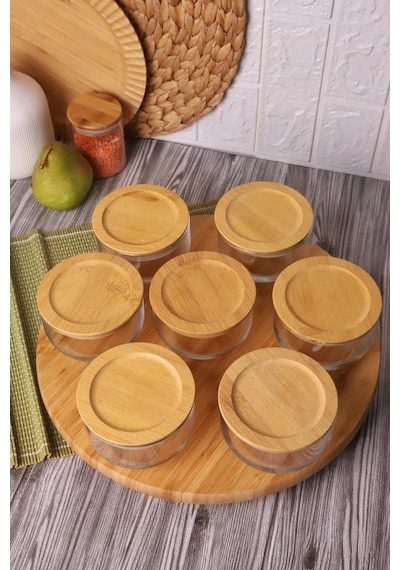Bambum Duo 300ml 7'li Tepsili Bambu Silikonlu Kapaklı Hava Aldırmaz Cam Kahvaltılık Diğer