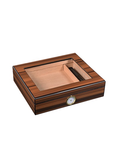 Cigarol Parlak Kahverengi Camlı Humidor Puro Kutusu Rc09
