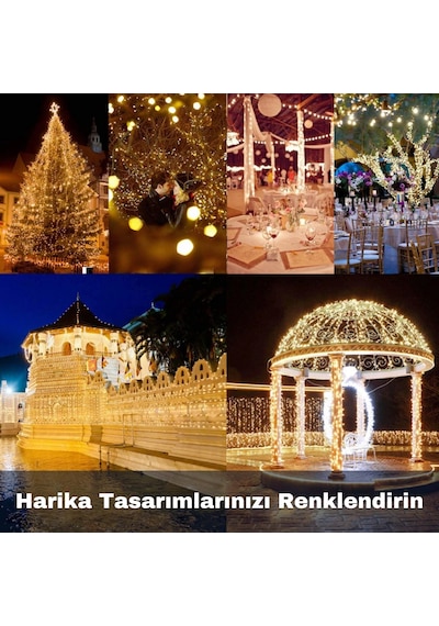 Techtic Noel Yılbaşı Ağacı Işığı Solar 100 Led Güneş Enerjili Ip6